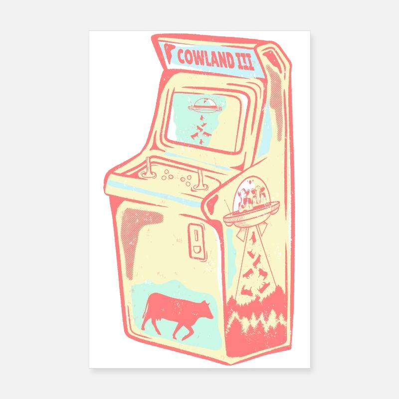 Retro Arcade Alien Kuh Poster 20x30 cm