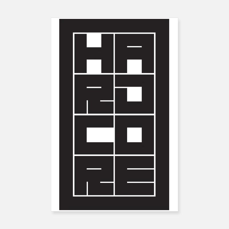 Hardcore – Gestapeltes Blocktypografie-Gitter Poster 20x30 cm