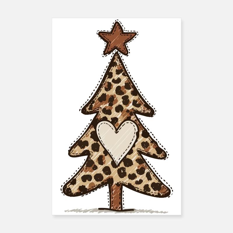 Leoprint Christmas Tree - Leo Pattern - Poster 8" x 12" (20x30 cm) - white
