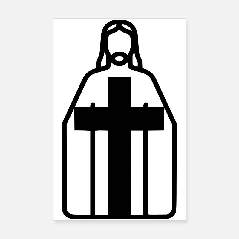 Jesus Christ Silhouette Cross Vector Poster 8" x 12" (20x30 cm)