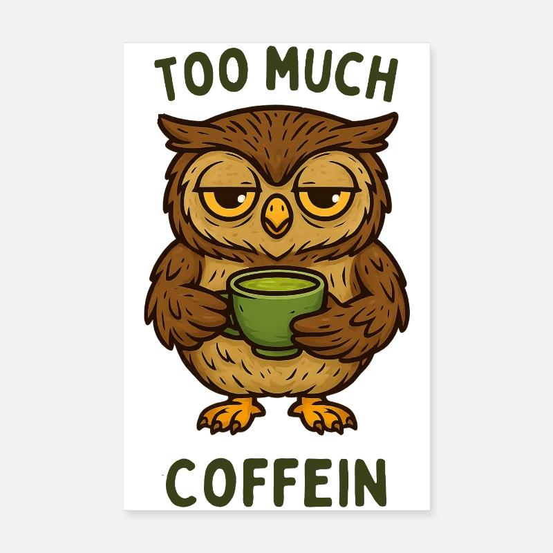 Nickernde Eule mit Kaffeebecher Poster 20x30 cm