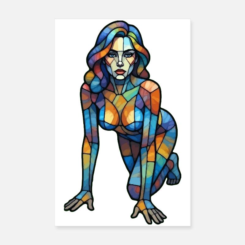 Bunte Glaskubistin Poster 20x30 cm