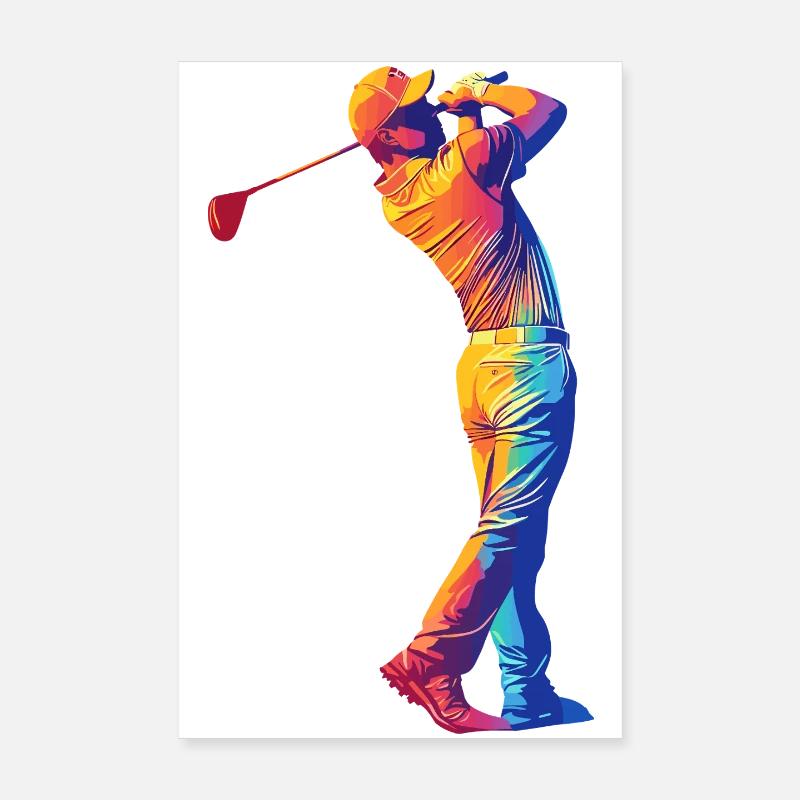 Regenbogen Golfer Swing Poster 20x30 cm