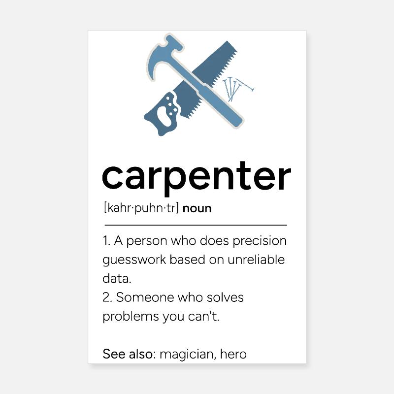 Carpenter Definition with Tools Poster 8" x 12" (20x30 cm)