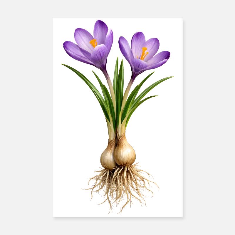 Crocuses with bulbs and roots Poster 8" x 12" (20x30 cm)