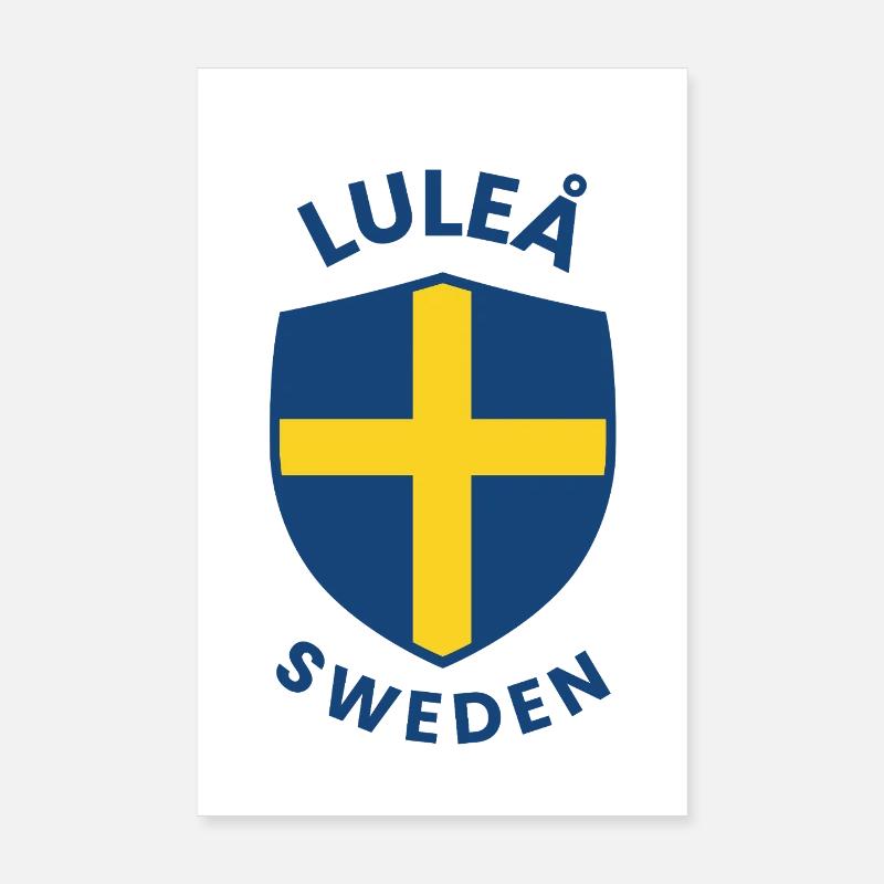 Luleå Shield Sweden Flag Cross Poster 8" x 12" (20x30 cm)