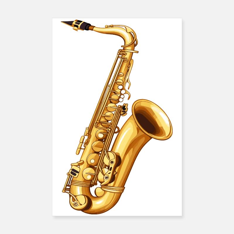Motif du saxophone doré Poster 20 x 30 cm