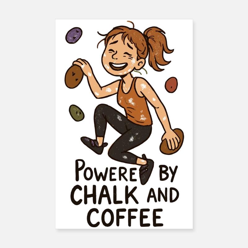 Bouldering, Chalk & Coffee: Tired Climber Comic Poster 8" x 12" (20x30 cm)