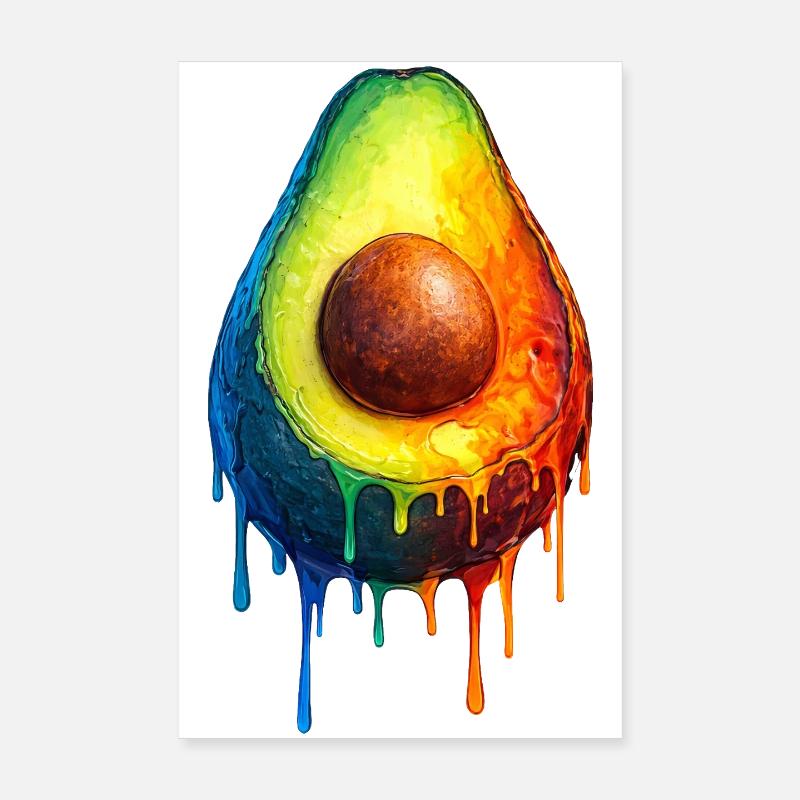 Avocado mit buntem Farbverlauf Poster 20x30 cm