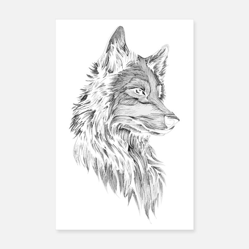 Wolf Kopf Realistisch Poster 20x30 cm