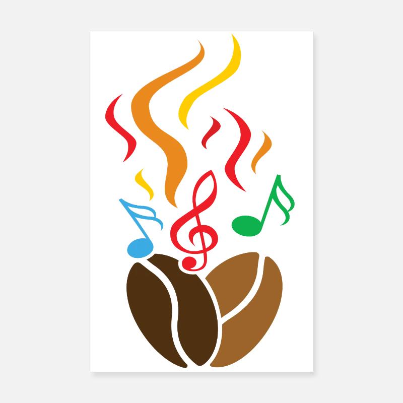 Kaffeebohnen mit Noten Poster 20x30 cm