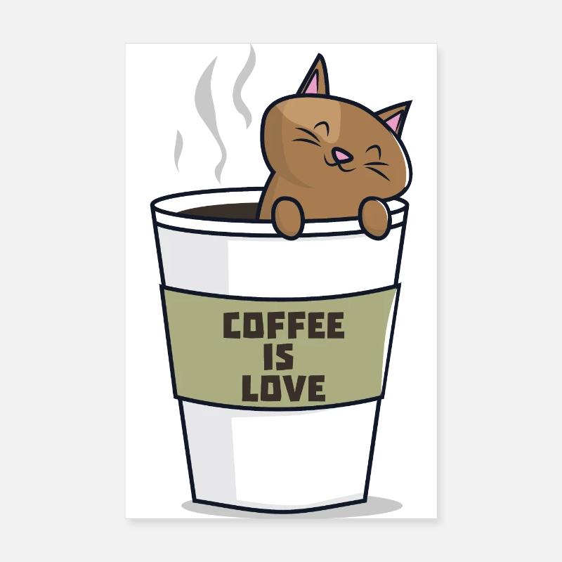 Katze im Kaffeebecher Poster 20x30 cm