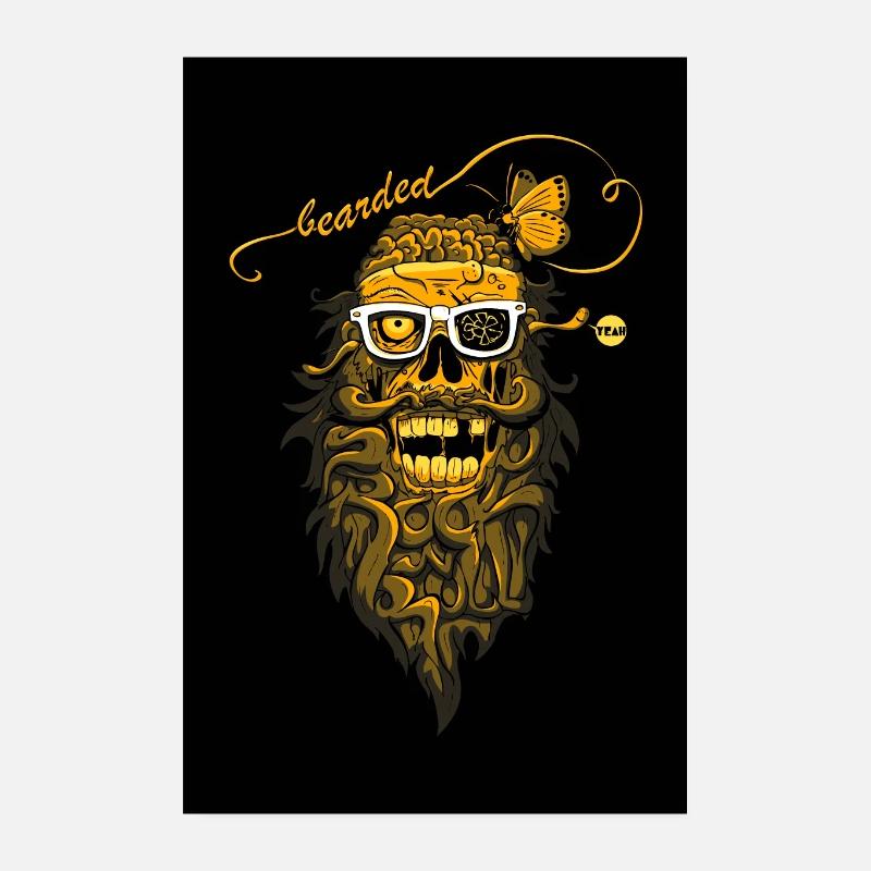 bearded Zombies affiche - Poster 20 x 30 cm - blanc