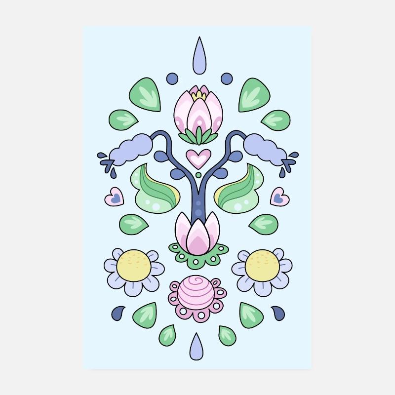 Cartoon Kurbits - Flower Pattern Poster 8" x 12" (20x30 cm)