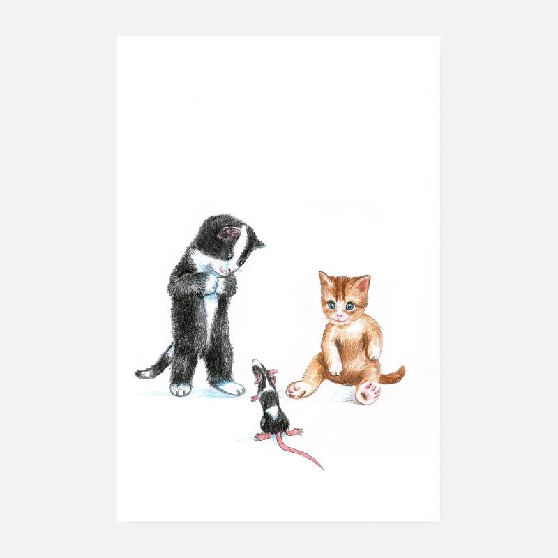 Katze und Ratte Poster 20x30 cm