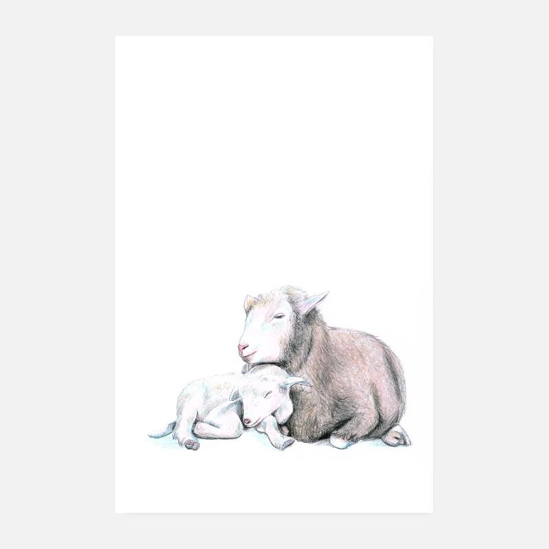 Schaf mit Baby Poster 20x30 cm