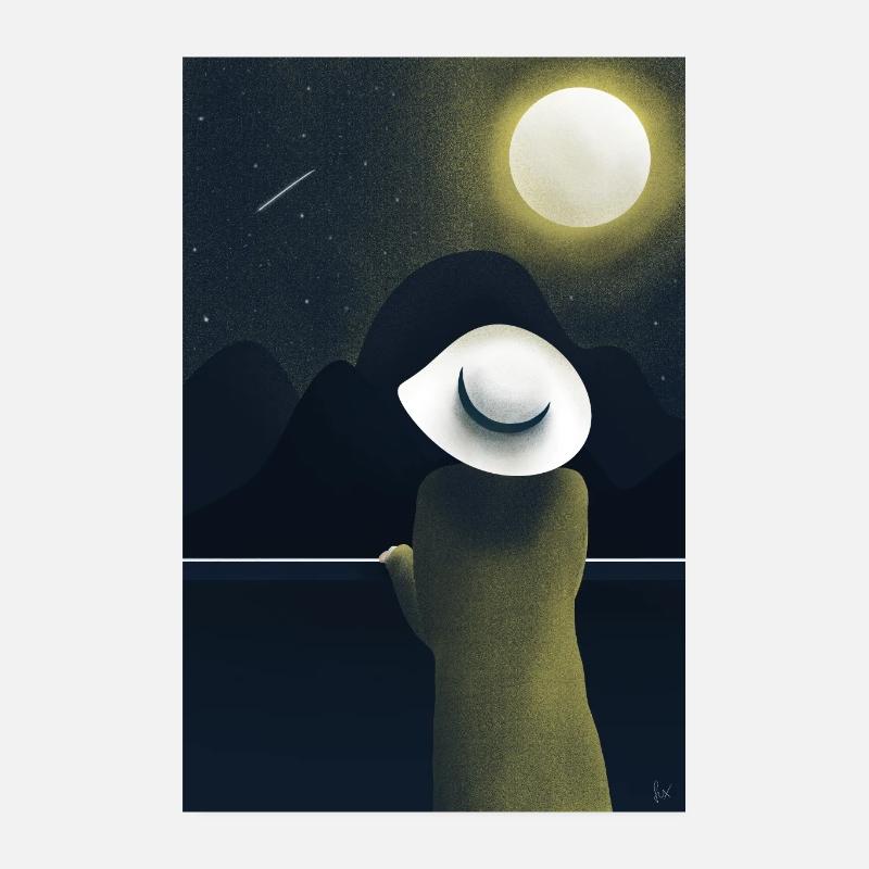 nuit lune Poster 20 x 30 cm