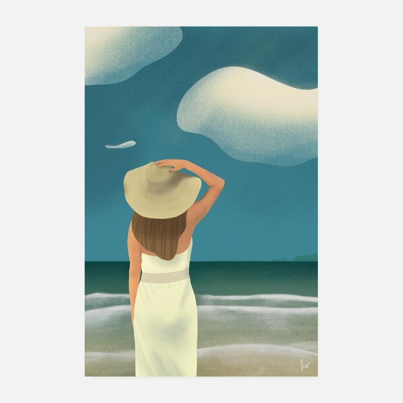 Plage d’été - Poster 20 x 30 cm - blanc