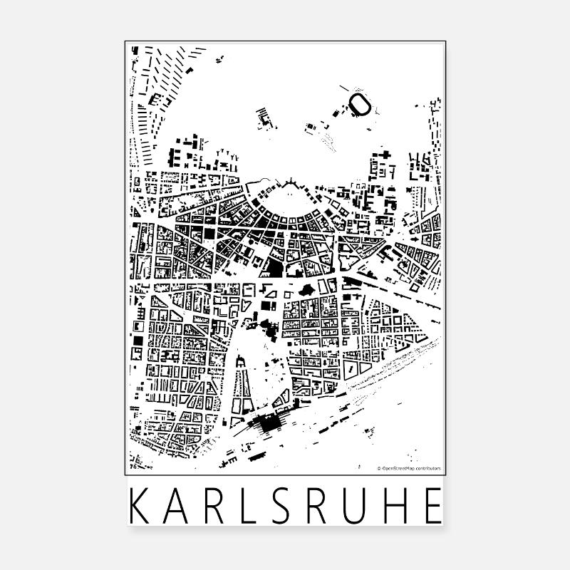 Schwarzplan Karlsruhe Poster Figureground Diagram Poster 20x30 cm