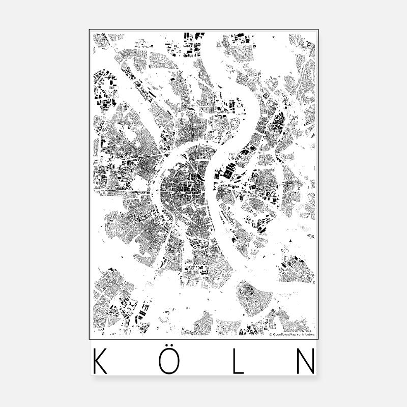 Schwarzplan Köln Poster Figureground Diagram Poster 20x30 cm