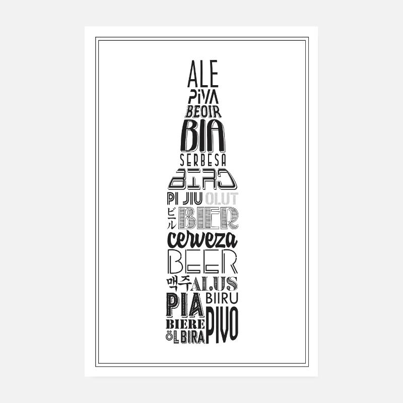Bier Poster verschiedene Sprachen - Poster 20x30 cm - Weiß