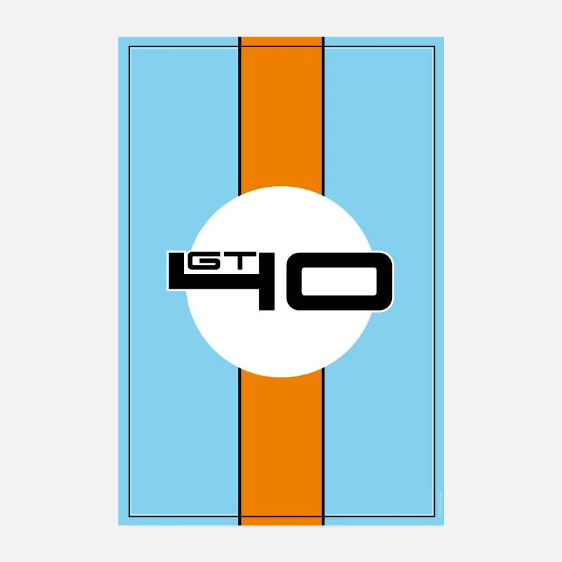 GT40 design de course - Poster 20 x 30 cm - blanc