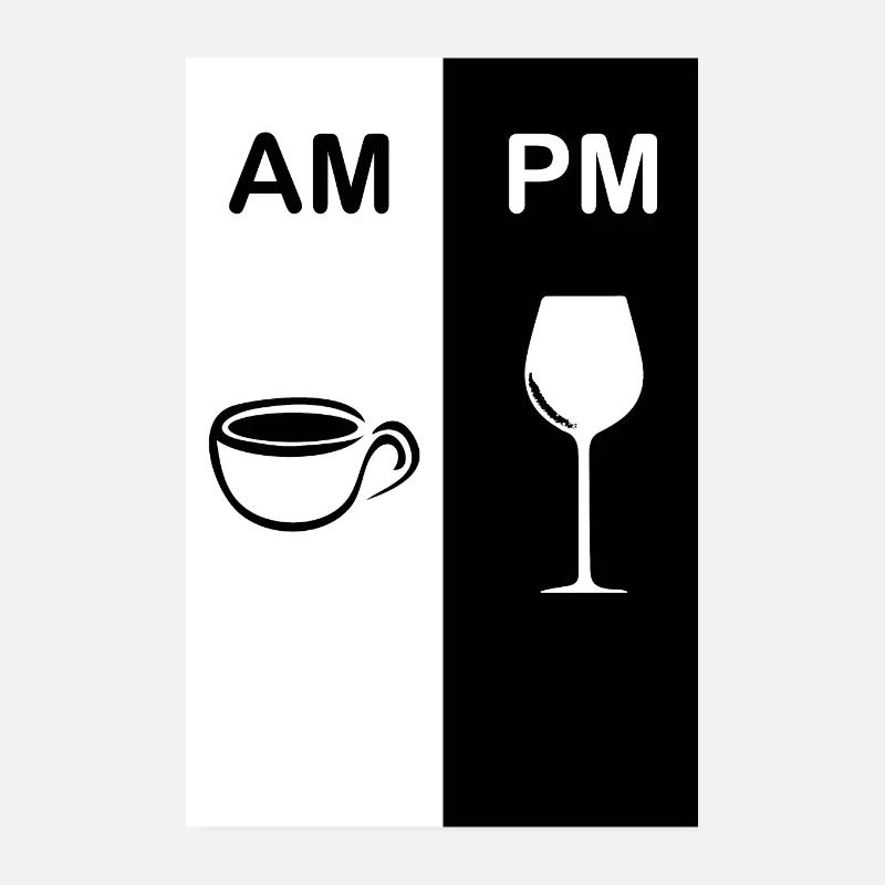 Café le matin - vin le soir Poster 20 x 30 cm
