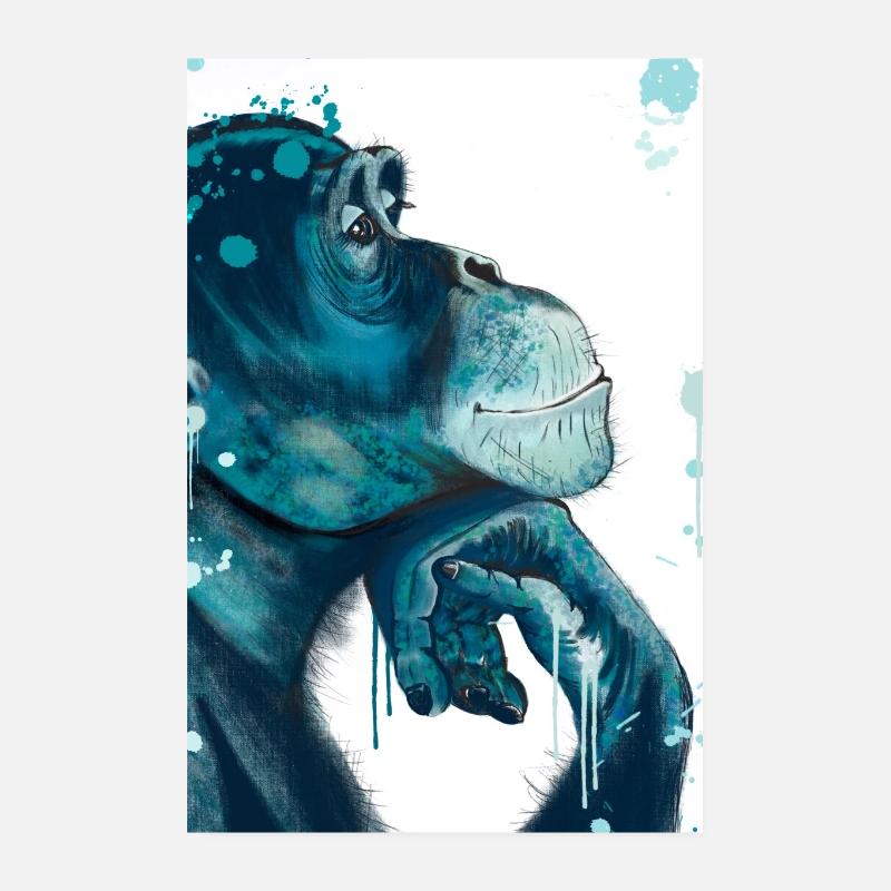 Singe bleu Poster 20 x 30 cm