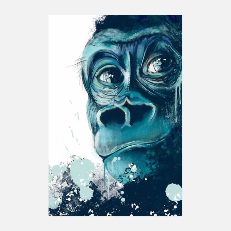Gorille "HOPE" - Poster 20 x 30 cm - blanc
