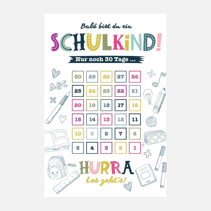 Countdown Schulkind - Poster 20x30 cm - Weiß