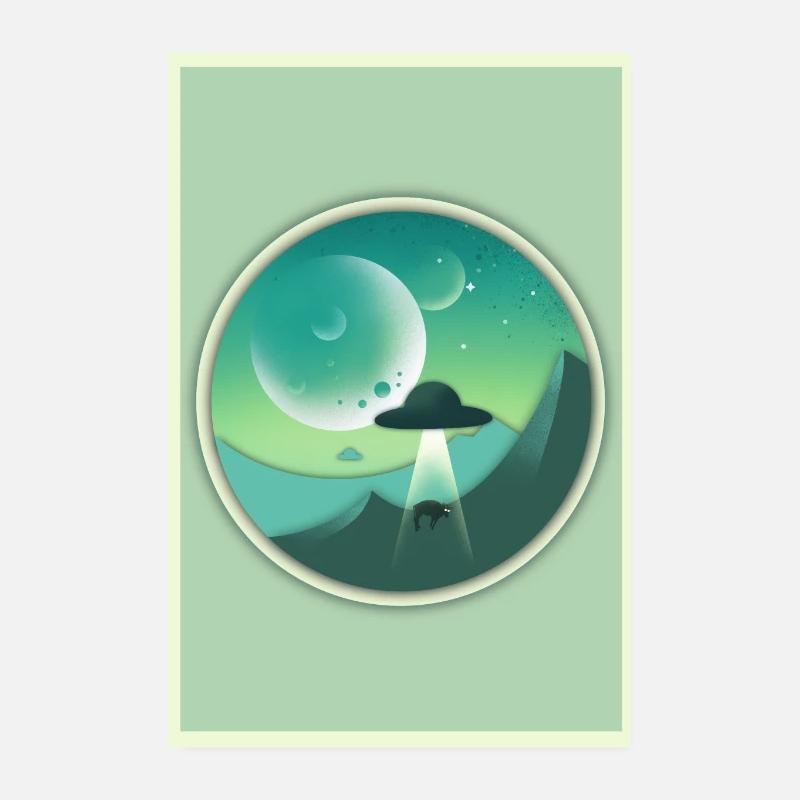 Planète X la nuit. Une vache volée. Poster 20 x 30 cm