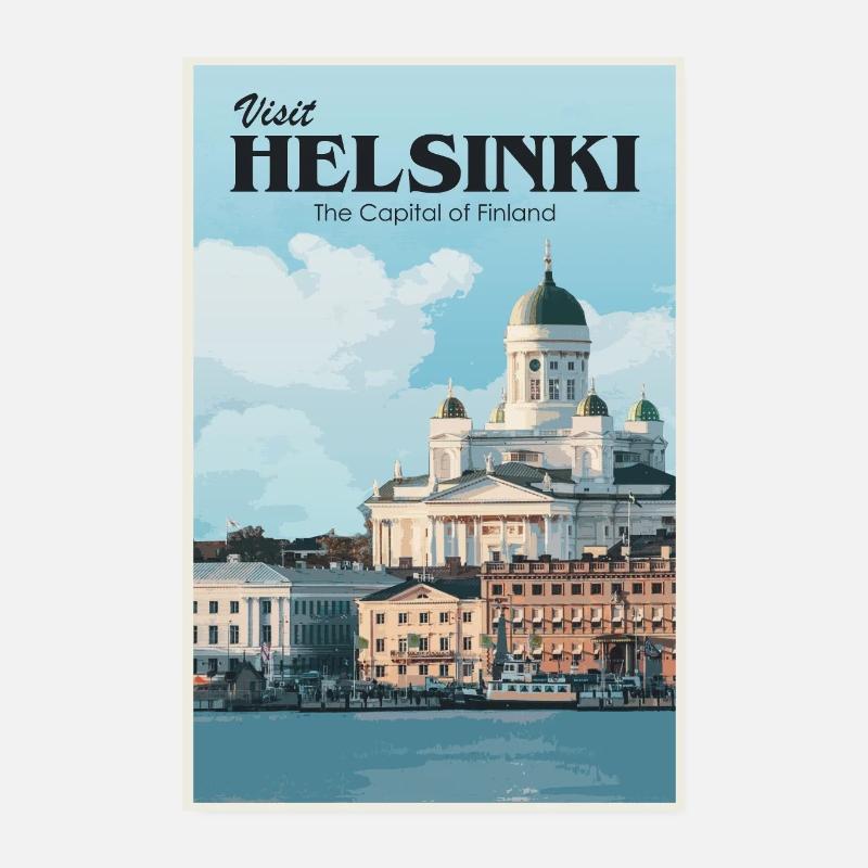 Visitez l'affiche de voyage rétro d'Helsinki Poster 20 x 30 cm