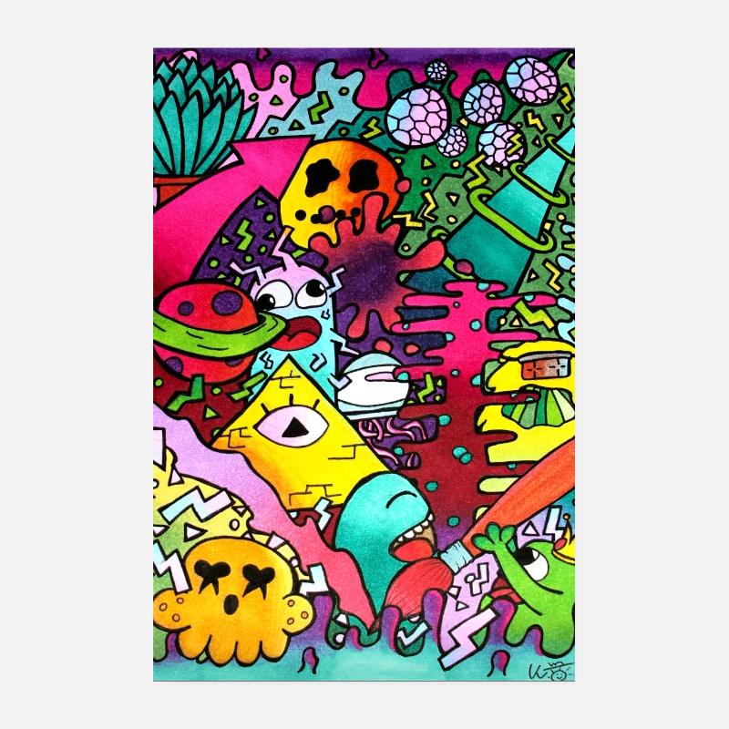 Doodle, comic, space, alien, comic style, funny Poster 8" x 12" (20x30 cm)