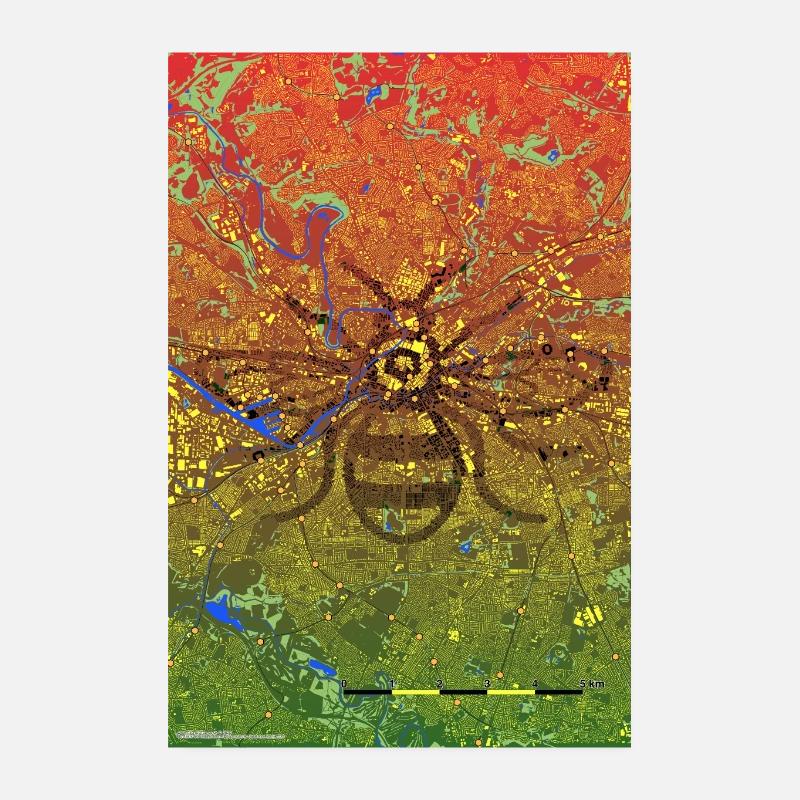 Das Manchester Bee Sunset Poster Poster 20x30 cm