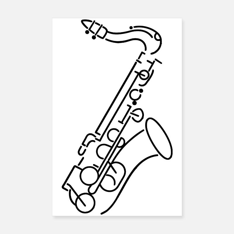 Dessin de saxophone Poster 20 x 30 cm