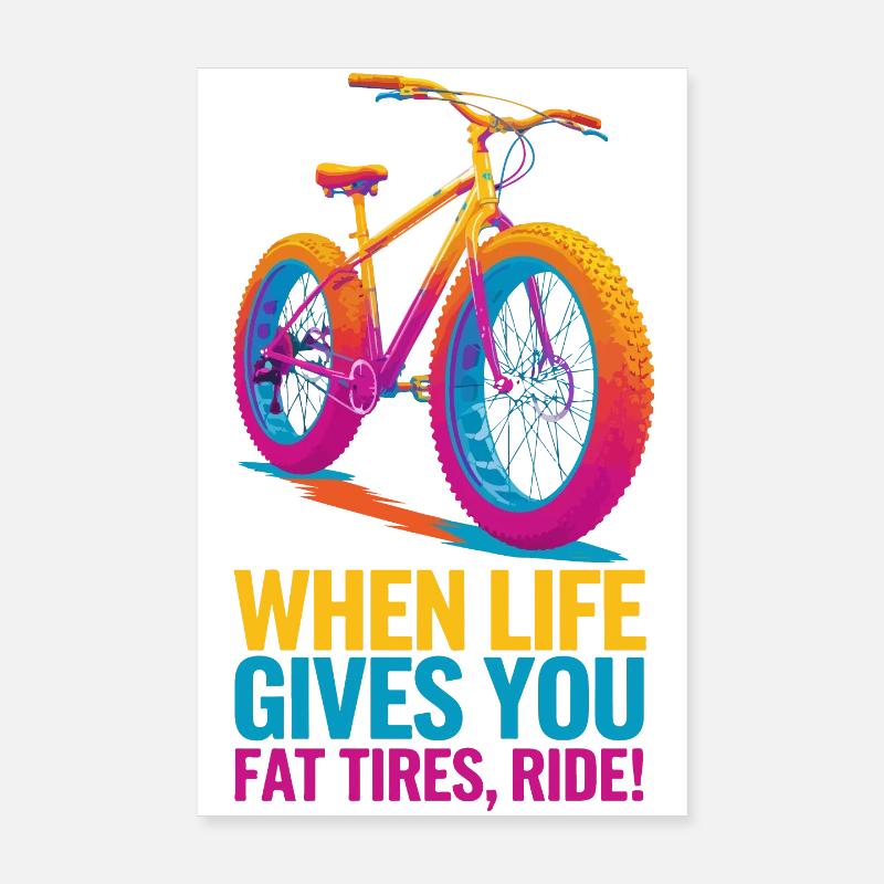Vibrant Fat Tired Bicycle Design Poster 8" x 12" (20x30 cm)