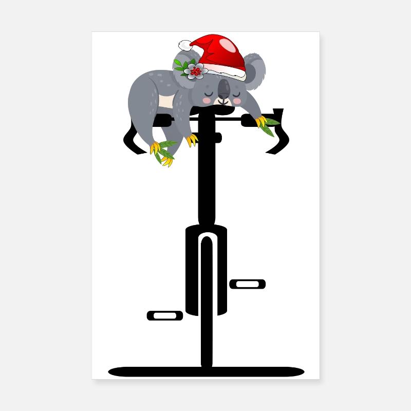 NOËL VÉLO CYCLISME KOALA BEAR Poster 20 x 30 cm