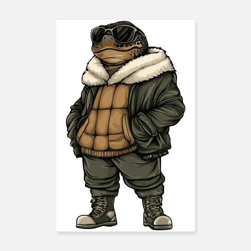 Turtle Cool Winter Poster 8" x 12" (20x30 cm)