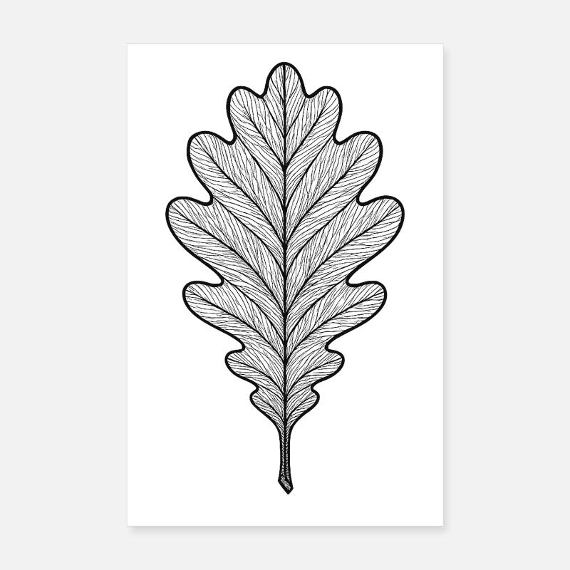Monochromes Eichenblatt-Design Poster 20x30 cm