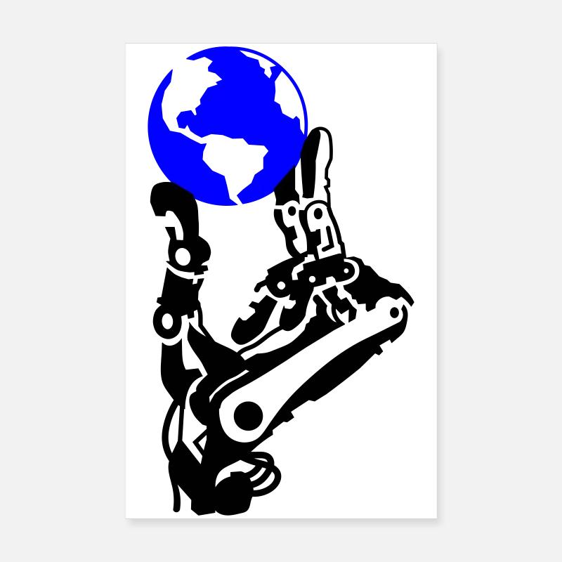 Globe in robot hand Poster 8" x 12" (20x30 cm)