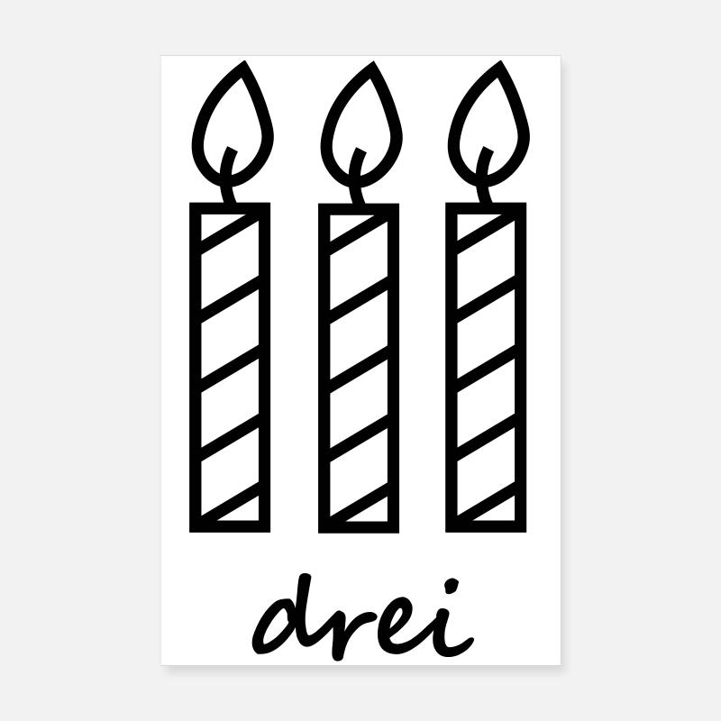drei Geburtstagskerzen  Poster 20x30 cm