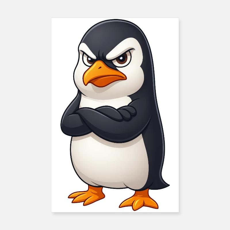 Süßer Pinguin Cartoon grumpy beleidigt lustig Poster 20x30 cm