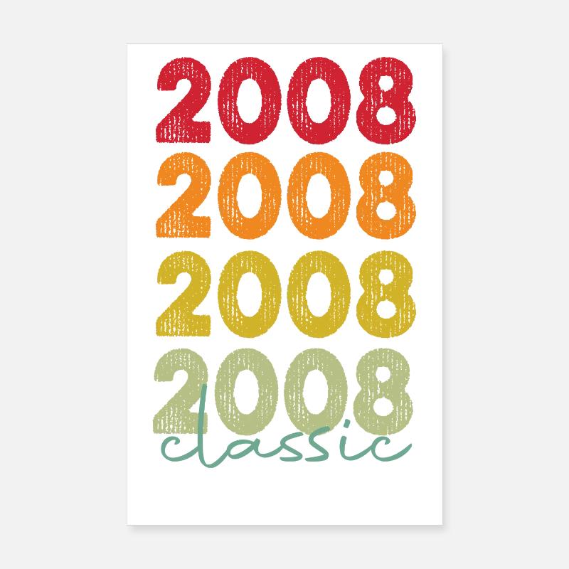 18e anniversaire 18 ans 2008 Rétro Poster 20 x 30 cm