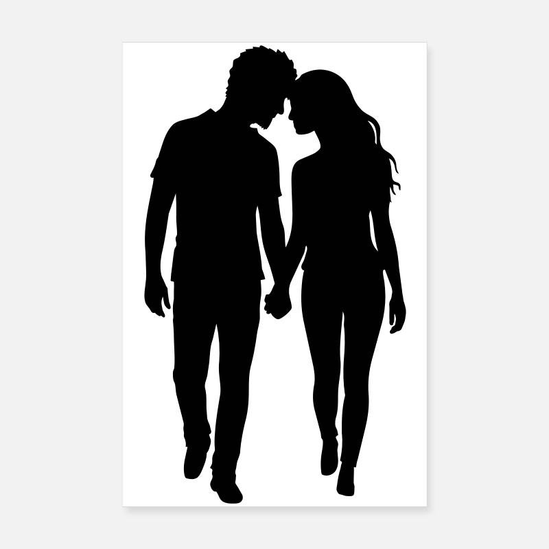 Couple Silhouette Amour Romance Petit ami de la Saint-Valentin Poster 20 x 30 cm