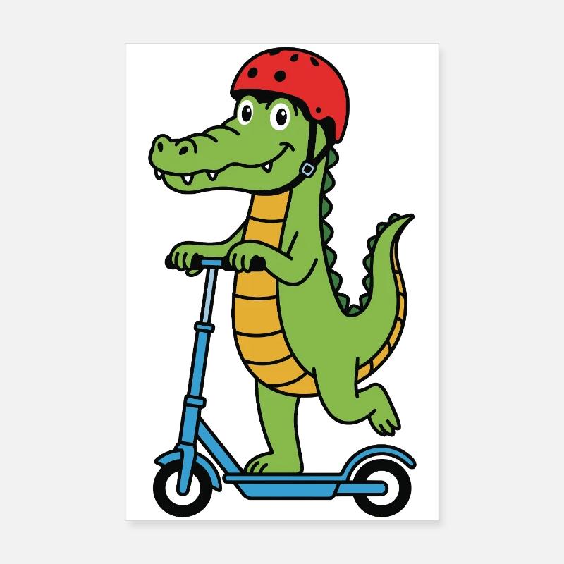 Krokodil auf einem Roller Poster 20x30 cm