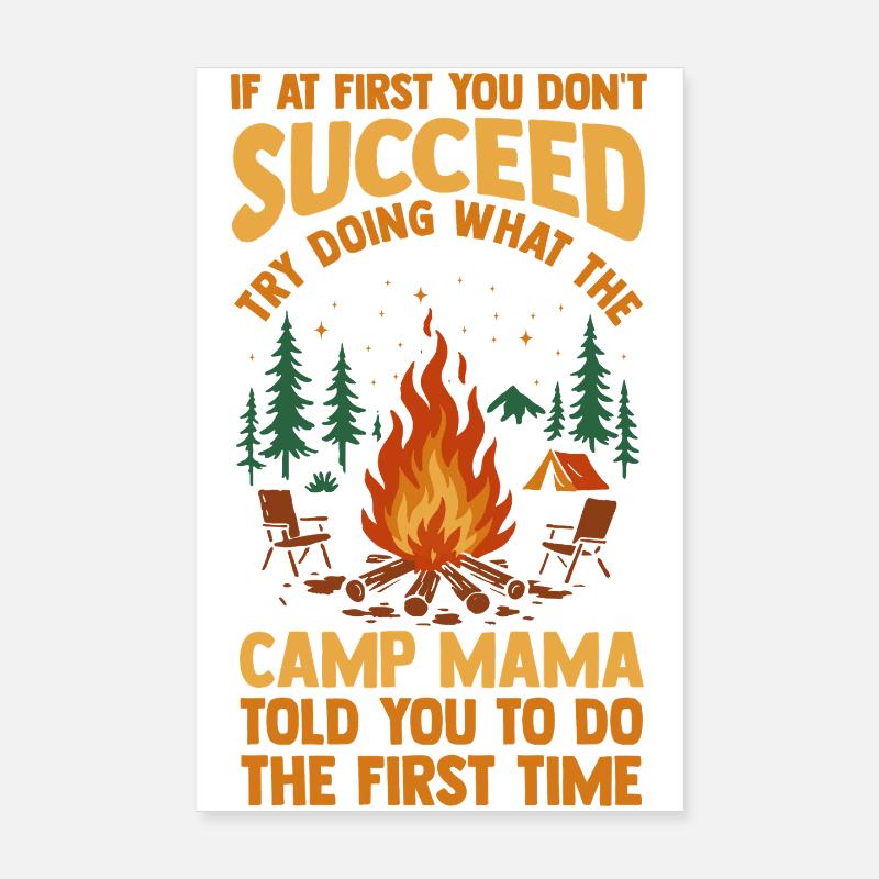 Camping Maman Mère Vie Forêt Campeuse Poster 20 x 30 cm