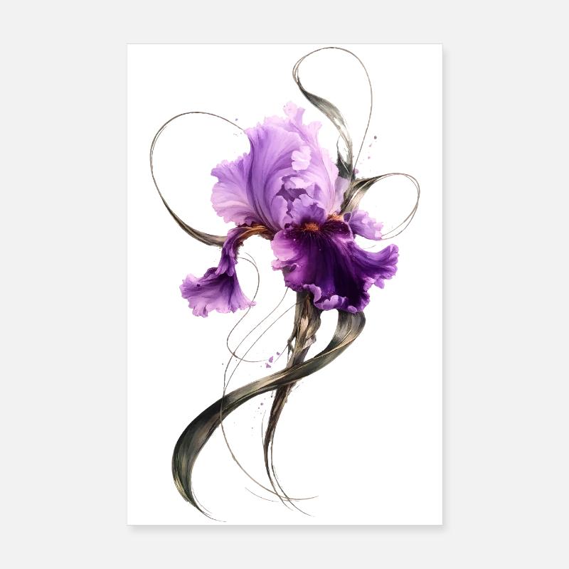 Fleurs d’iris violettes Art floral élégant Poster 20 x 30 cm