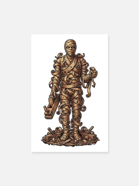 Halloween Tischler Mumie - Poster 20x30 cm - Weiß - Vorne