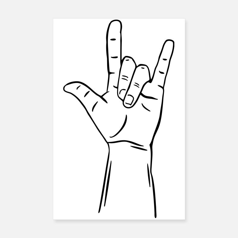 Handgeste ich liebe dich / ich liebe dich - Poster 20x30 cm - Weiß