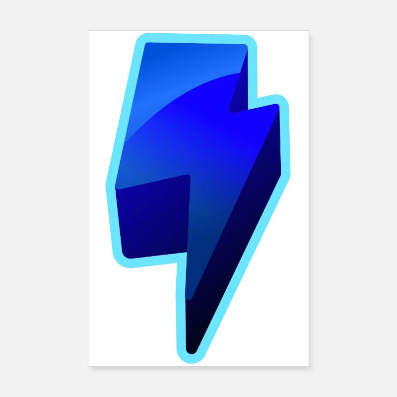 NeonBlitz Lightning Graphique Bleu Poster 20 x 30 cm